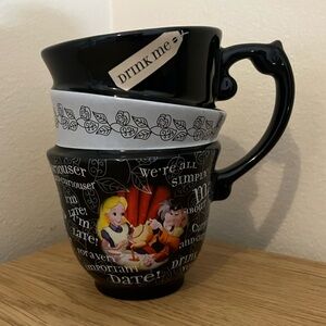 Disney Parks Alice In Wonderland Mug Faux Stacked "Drink Me" Tea Cup Mug